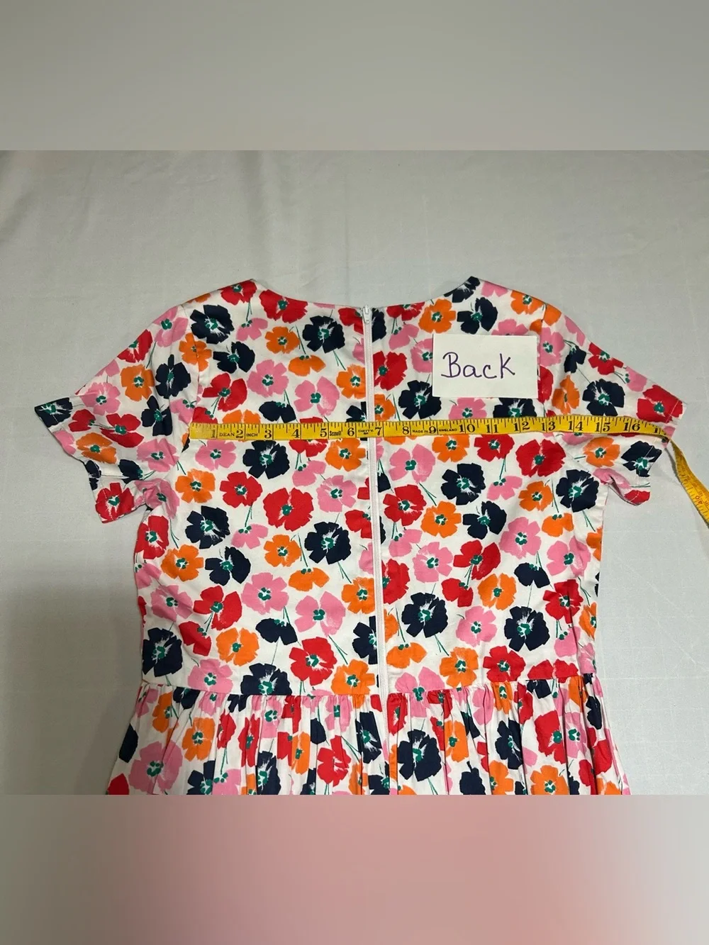 Lands' End Girls 14 Peony Flower Short Sleeve Fit & Flare Classic Cotton Dress